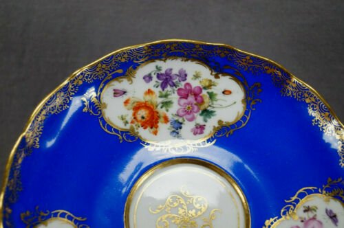マイセン　家畜の群れ　ブルー＆ゴールド　ティーカップ＆ソーサーセット　1860～1924年頃