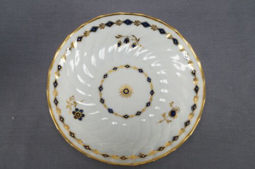 4組セット　フライト・ウースター作　コバルトブルー＆ゴールド　花柄　ティーカップ＆ソーサーセット