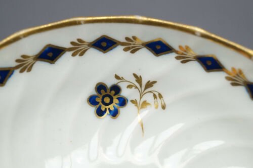 4組セット　フライト・ウースター作　コバルトブルー＆ゴールド　花柄　ティーカップ＆ソーサーセット