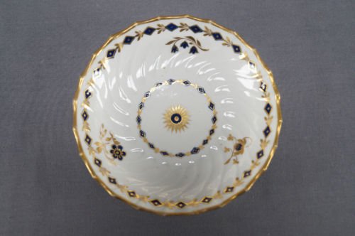 4組セット　フライト・ウースター作　コバルトブルー＆ゴールド　花柄　コーヒーカップ＆ソーサーセット