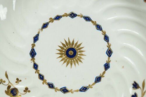 4組セット　フライト・ウースター作　コバルトブルー＆ゴールド　花柄　コーヒーカップ＆ソーサーセット