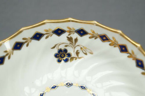 4組セット　フライト・ウースター作　コバルトブルー＆ゴールド　花柄　コーヒーカップ＆ソーサーセット