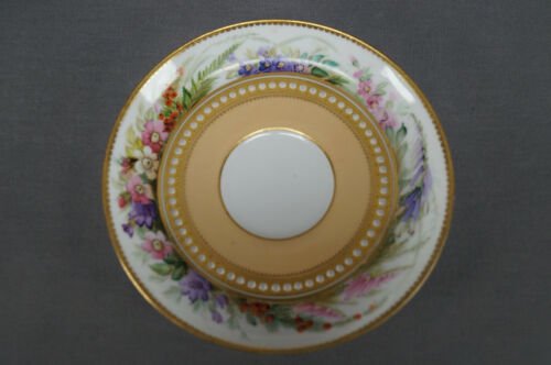 ロイヤルウースター　手描き　花柄　ピーチ＆ホワイト　コーヒーカップ＆ソーサーセット　1879年頃