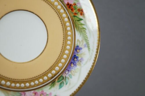 ロイヤルウースター　手描き　花柄　ピーチ＆ホワイト　コーヒーカップ＆ソーサーセット　1879年頃