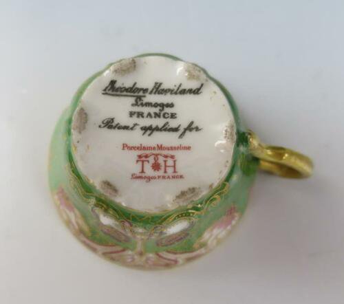 アンティーク　19世紀　アヴィランド　リモージュ　アールヌーヴォー　デミタスカップ＆ソーサーセット