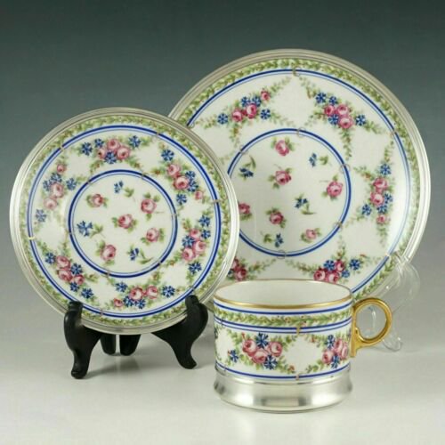 リモージュ　テタール　陶磁器　純銀　ティーカップ＆ソーサー＆パン皿　3点セット