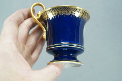 ゲラン　リモージュ　セーヴルスタイル　ナポレオン＆ジョセフィーヌ　ポートレート　コバルトブルー＆ゴールド　カップ＆ソーサー