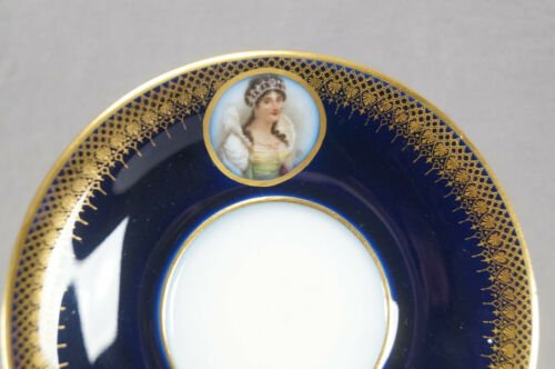 ゲラン　リモージュ　セーヴルスタイル　ナポレオン＆ジョセフィーヌ　ポートレート　コバルトブルー＆ゴールド　カップ＆ソーサー