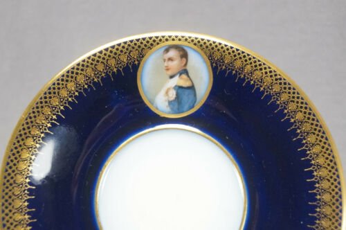 ゲラン　リモージュ　セーヴルスタイル　ナポレオン＆ジョセフィーヌ　ポートレート　コバルトブルー＆ゴールド　カップ＆ソーサー