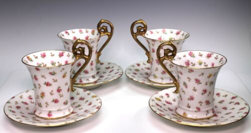 TV　T&V　リモージュ　手描き　花柄　カップ＆ソーサー　4点セット