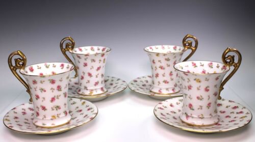 TV　T&V　リモージュ　手描き　花柄　カップ＆ソーサー　4点セット