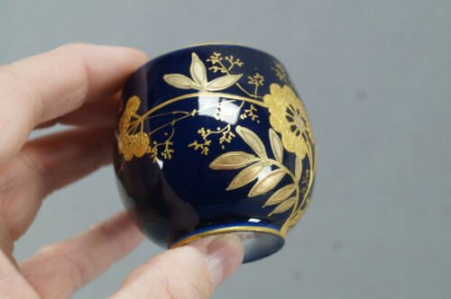 バウオ＆ドッター　リモージュ　コバルトブルー＆ゴールド　花柄　デミタスカップ＆ソーサーセット　1880年代