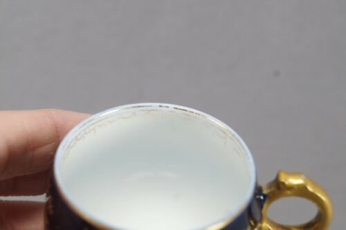 バウオ＆ドッター　リモージュ　コバルトブルー＆ゴールド　花柄　デミタスカップ＆ソーサーセット　1880年代