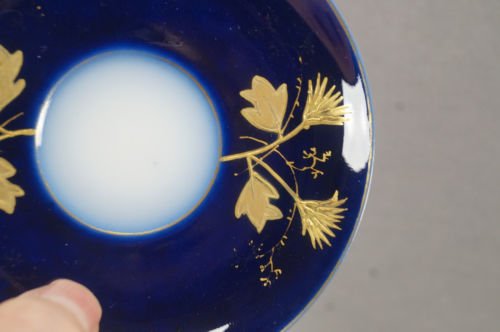 バウオ＆ドッター　リモージュ　コバルトブルー＆ゴールド　花柄　デミタスカップ＆ソーサーセット　1880年代
