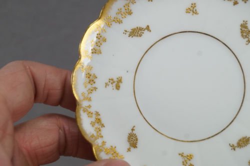 Straus　リモージュ　レイズドゴールド　フローラル　デミタスカップ＆ソーサーセット