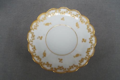 Straus　リモージュ　レイズドゴールド　フローラル　デミタスカップ＆ソーサーセット