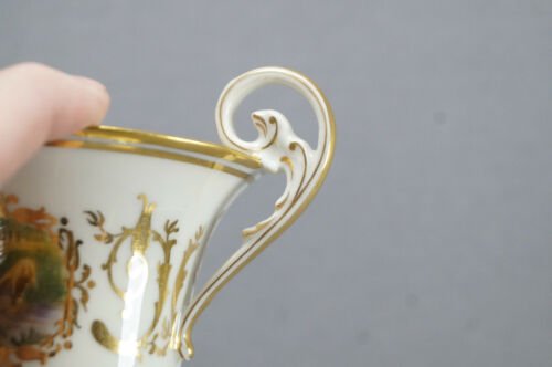 フランソワ　リモージュ　手描き　風景画　ゴールド　チョコレートカップ＆ソーサーセット　1919年製