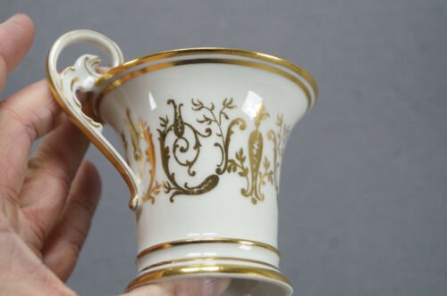 フランソワ　リモージュ　手描き　風景画　ゴールド　チョコレートカップ＆ソーサーセット　1919年製