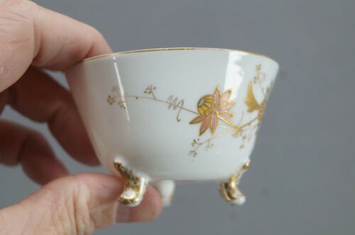 P.H.レオナール　リモージュ　手描き　ピンク＆ブルー　花柄　金彩　デミタスカップ＆ソーサーセット