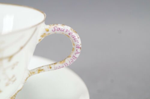 P.H.レオナール　リモージュ　手描き　ピンク＆ブルー　花柄　金彩　デミタスカップ＆ソーサーセット