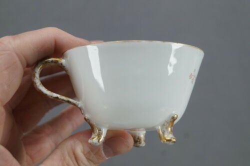 P.H.レオナール　リモージュ　手描き　ピンク＆ブルー　花柄　金彩　デミタスカップ＆ソーサーセット