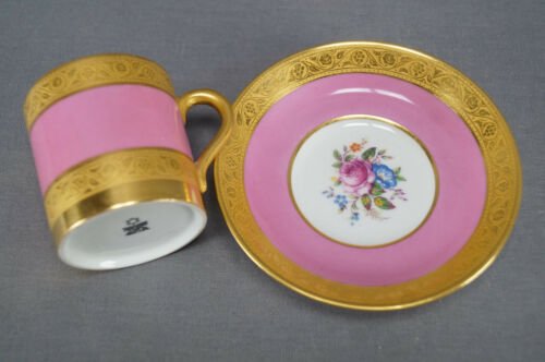 パラゴン　バラ　ブーケ　ポンパドールピンク＆ゴールド　デミタスカップ＆ソーサーセット