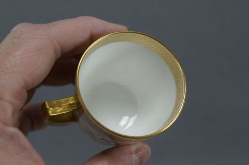 ロイヤルクラウンダービー　ティファニー　エナメル＆ゴールド　デミタスカップ＆ソーサーセット