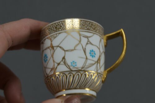 ロイヤルクラウンダービー　ティファニー　エナメル＆ゴールド　デミタスカップ＆ソーサーセット