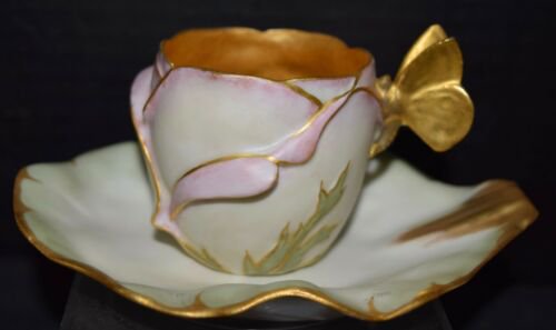 希少　T&V　リモージュ　磁器　アールヌーヴォー　バラ　カップ＆ソーサーセット