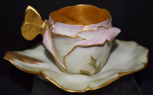 希少　T&V　リモージュ　磁器　アールヌーヴォー　バラ　カップ＆ソーサーセット