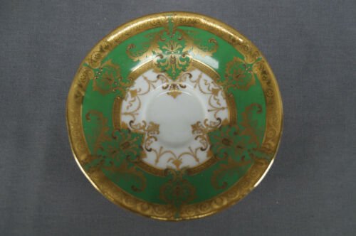 コウルドン　グリーン＆レイズドゴールド　金彩装飾　デミタスカップ＆ソーサーセット　1905～1920年頃