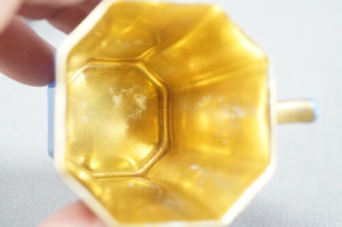 ピルケンハンマー Fischer & Mieg　Paepke & Schafer　レイズドゴールド　ブルー　デミタスカップ＆ソーサーセット　1918～1930年頃