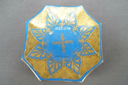 ピルケンハンマー Fischer & Mieg　Paepke & Schafer　レイズドゴールド　ブルー　デミタスカップ＆ソーサーセット　1918～1930年頃