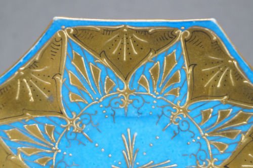 ピルケンハンマー Fischer & Mieg　Paepke & Schafer　レイズドゴールド　ブルー　デミタスカップ＆ソーサーセット　1918～1930年頃