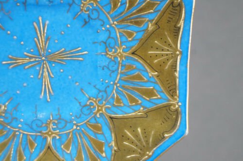 ピルケンハンマー Fischer & Mieg　Paepke & Schafer　レイズドゴールド　ブルー　デミタスカップ＆ソーサーセット　1918～1930年頃