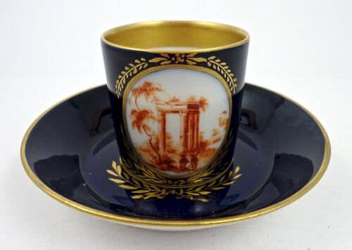 アンティーク　ヴィエナ　デミタスカップ＆ソーサーセット　コバルトブルー