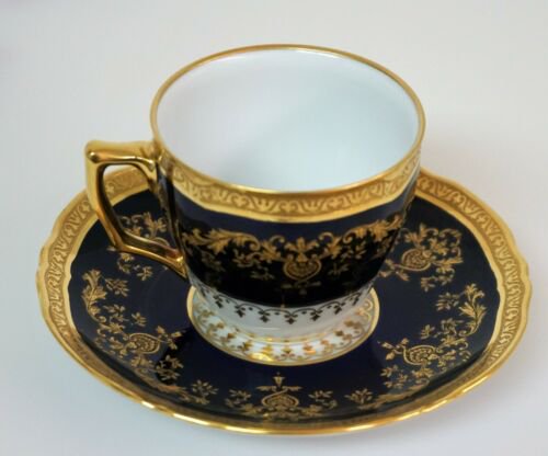 レイノー　リモージュ　チャイナ　グラン・シエクル　コバルトブルー＆ゴールド　デミタスカップ＆ソーサーセット　希少品