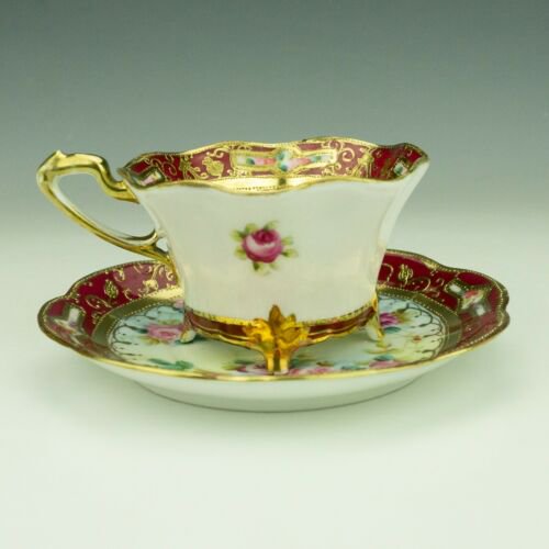 オールドノリタケ　カップ&ソーサー　バラ（ピンクローズ）金彩　20世紀　日本製