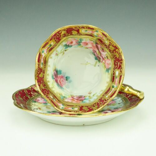 オールドノリタケ　カップ&ソーサー　バラ（ピンクローズ）金彩　20世紀　日本製