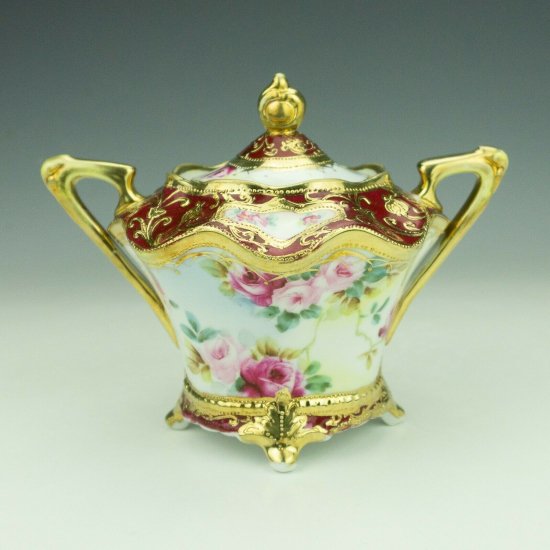 オールドノリタケ　シュガーポット　バラ・金箔　20世紀　日本製