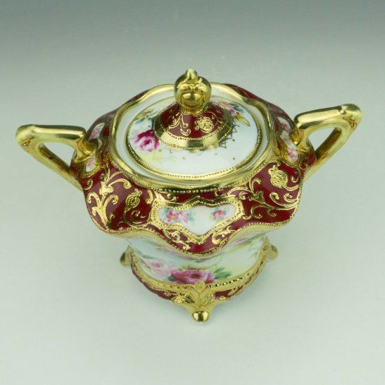 オールドノリタケ　シュガーポット　バラ・金箔　20世紀　日本製