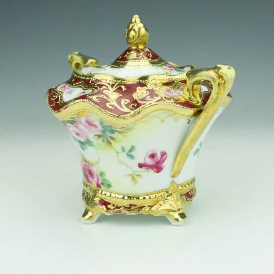 オールドノリタケ　シュガーポット　バラ・金箔　20世紀　日本製