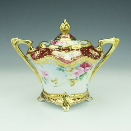 オールドノリタケ　シュガーポット　バラ・金箔　20世紀　日本製