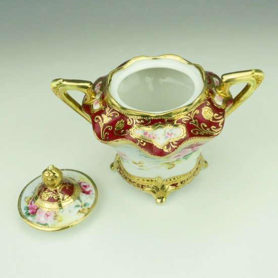 オールドノリタケ　シュガーポット　バラ・金箔　20世紀　日本製