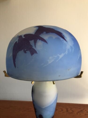 エミール・ガレ　ワシと風景の青いランプ　1800年代後期