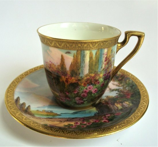 ロイヤルウースター　美しいヨーロッパの風景画のカップ＆ソーサー