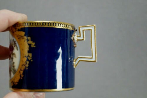 マイセン　マルコリーニ期　コバルトブルー　花柄　金彩　コーヒーカップ＆ソーサーセット　1774～1817年製