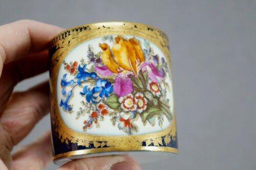 マイセン　マルコリーニ期　コバルトブルー　花柄　金彩　コーヒーカップ＆ソーサーセット　1774～1817年製