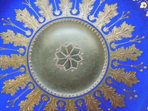 希少　ドレスデン　デミタスカップ＆ソーサーセット　ロイヤルブルー　レイズドゴールド　アカンサスの葉