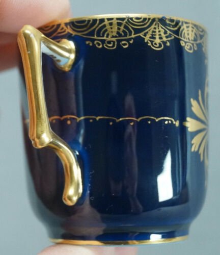 ドレスデン　Richard Klemm　愛し合うカップル　コバルトブルー＆ゴールド　デミタスカップ＆ソーサーセット